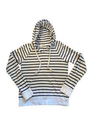 Forever 21 Striped Hooded Pullover Black & white